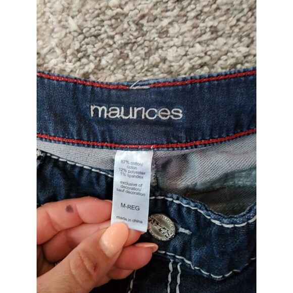 Maurices Jeans Womens Medium Blue Dark Wash Embroidered Stretch - Picture 6 of 7